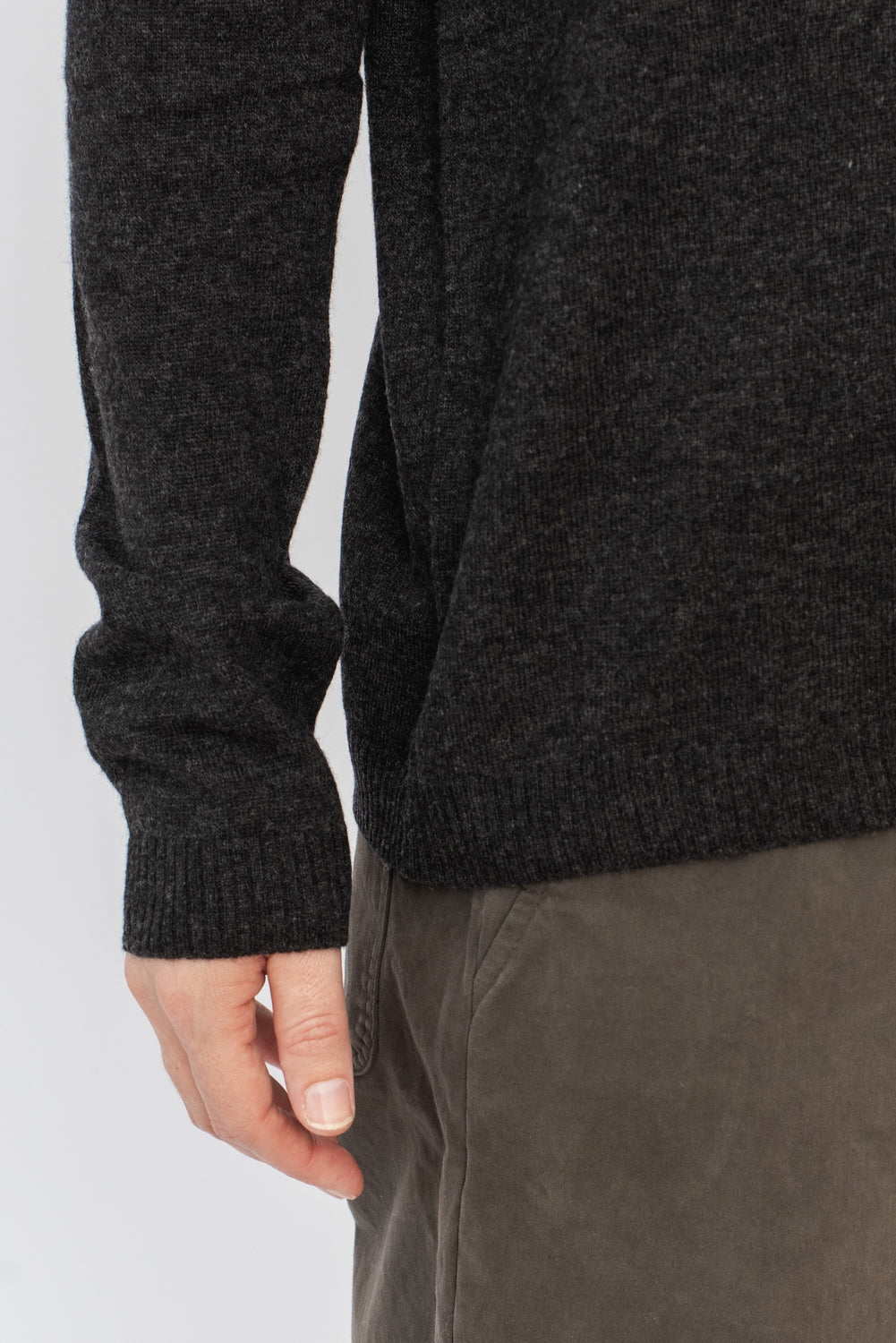 V-Neck Sweater Charcoal Cashmere Blend