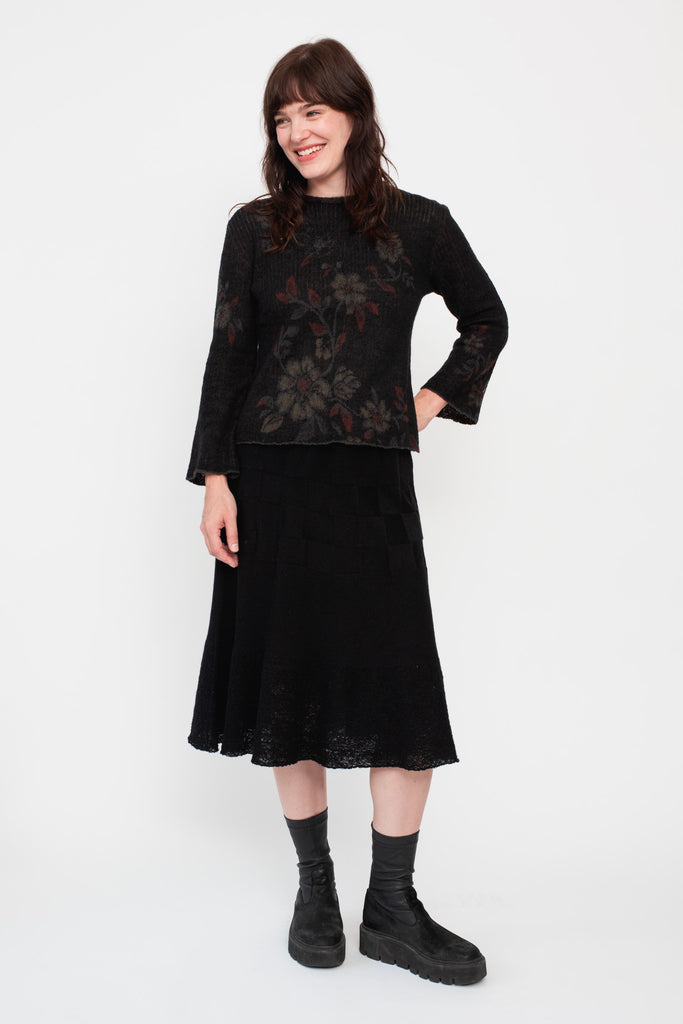 Knit Wool Skirt Black