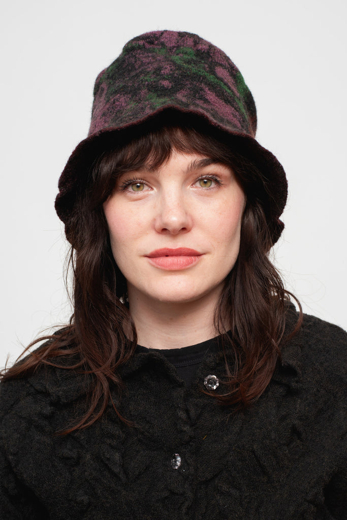 Floral Wool Hat, Pink