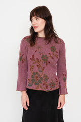 Knit Wool Sweater Floral Pink