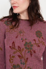 Knit Wool Sweater Floral Pink