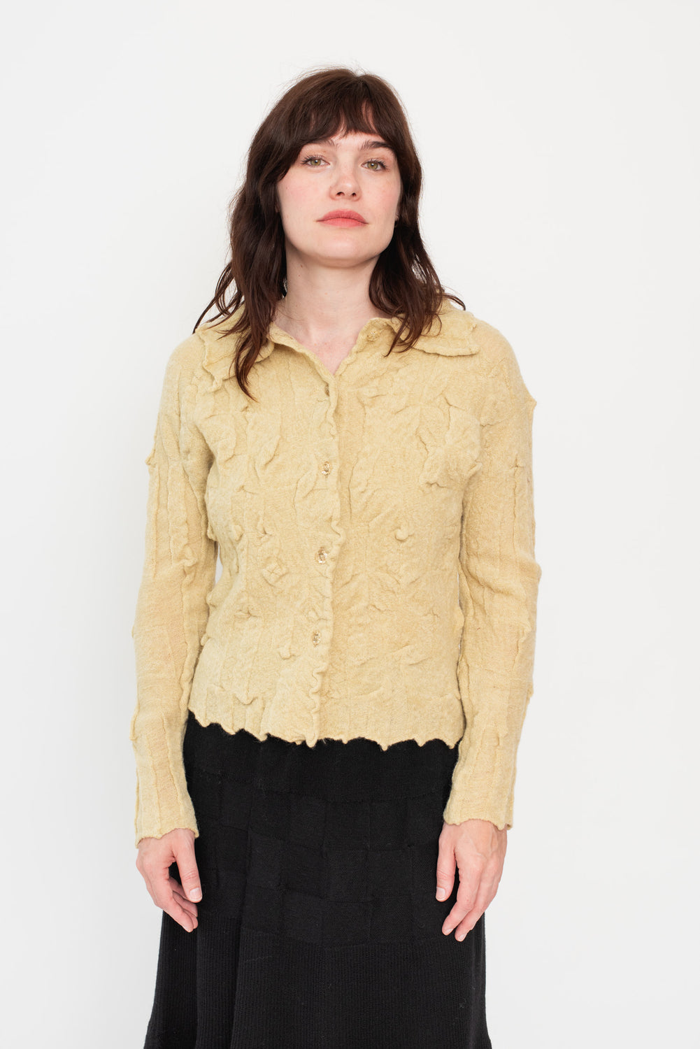 Knit Merino Wool Cardigan Beige