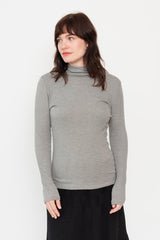 Double Face L/S Mock Neck T Shirt Gray