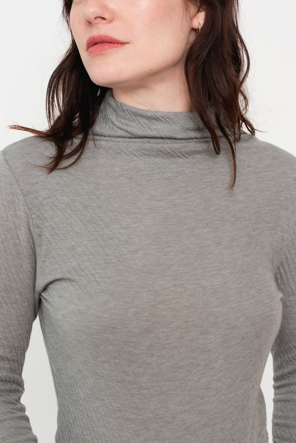 Double Face L/S Mock Neck T Shirt Gray