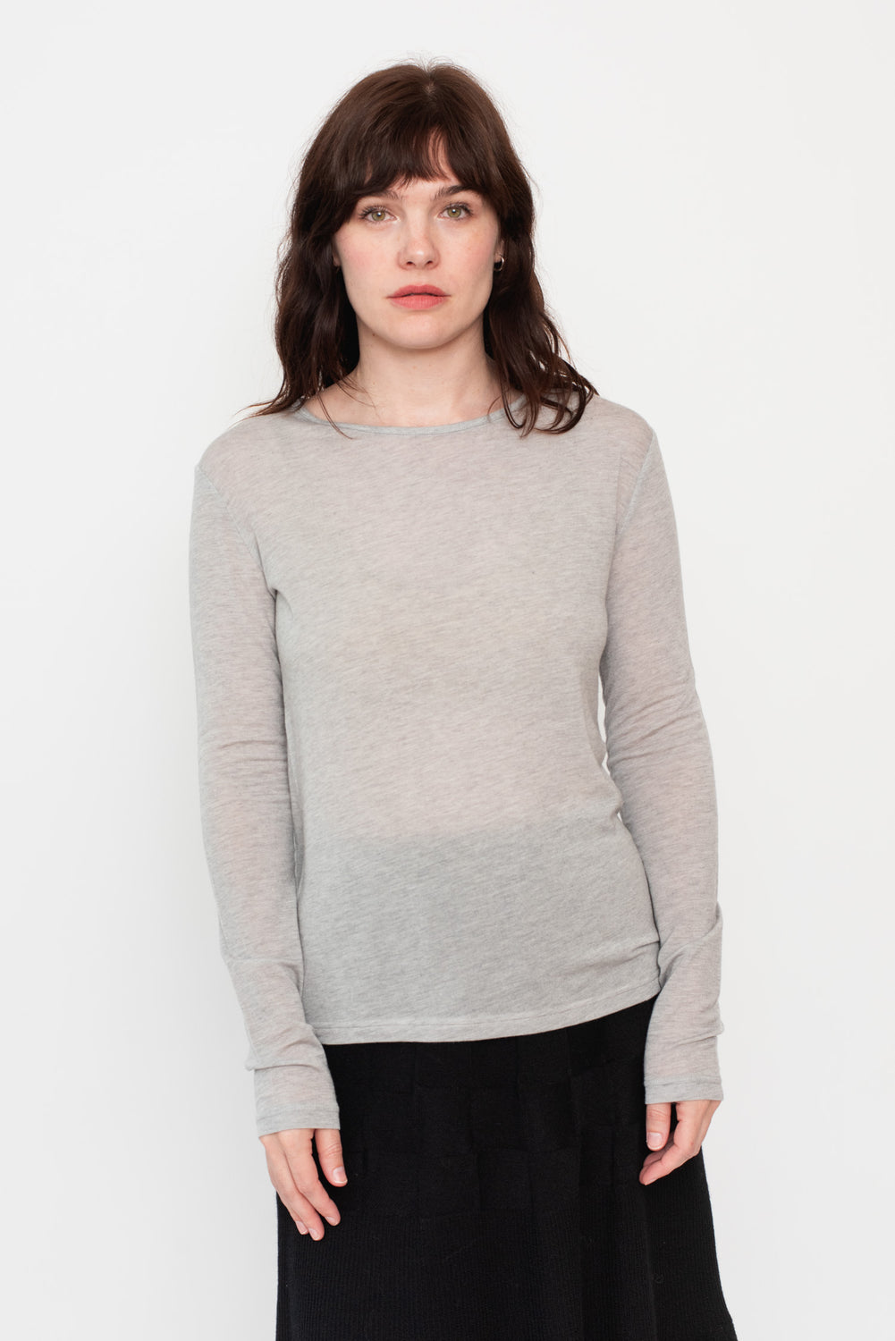 Silk and Cashmere Jersey L/S Crew Neck Gray