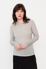 Silk and Cashmere Jersey L/S Crew Neck Gray