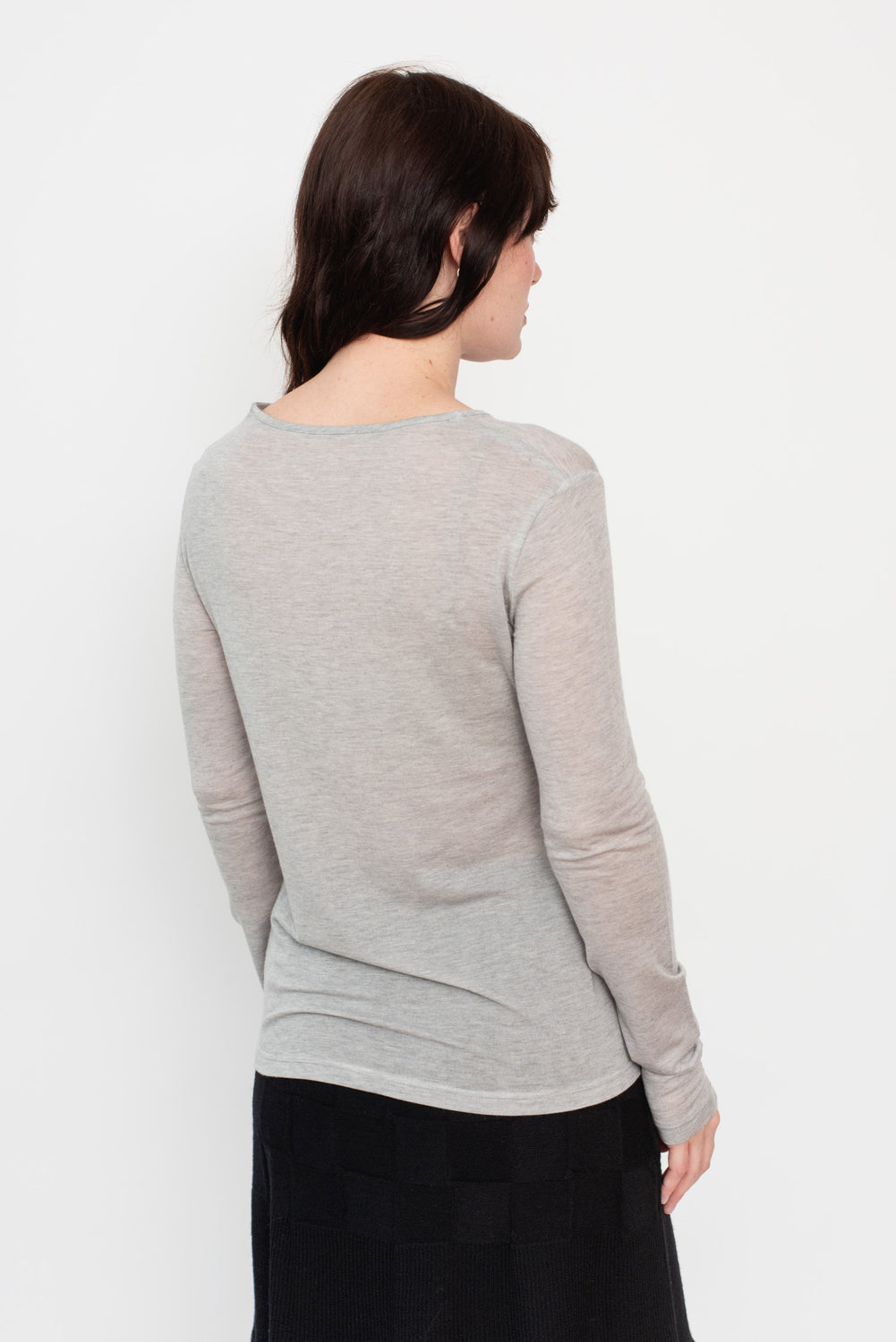 Silk and Cashmere Jersey L/S Crew Neck Gray