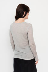 Silk and Cashmere Jersey L/S Crew Neck Gray