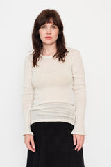 Cotton Gauze Ribbed L/S T-Shirt Oat