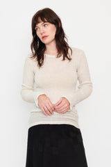 Cotton Gauze Ribbed L/S T-Shirt Oat