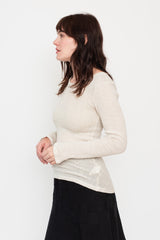 Cotton Gauze Ribbed L/S T-Shirt Oat