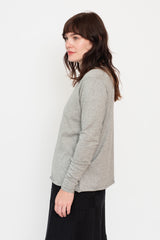 Cotton/Cashmere Knit Crew Long Sleeve T-Shirt Heather Gray
