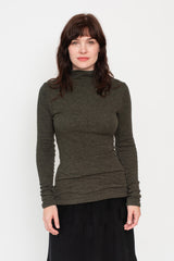 Double Face L/S Mock Neck T Shirt Black