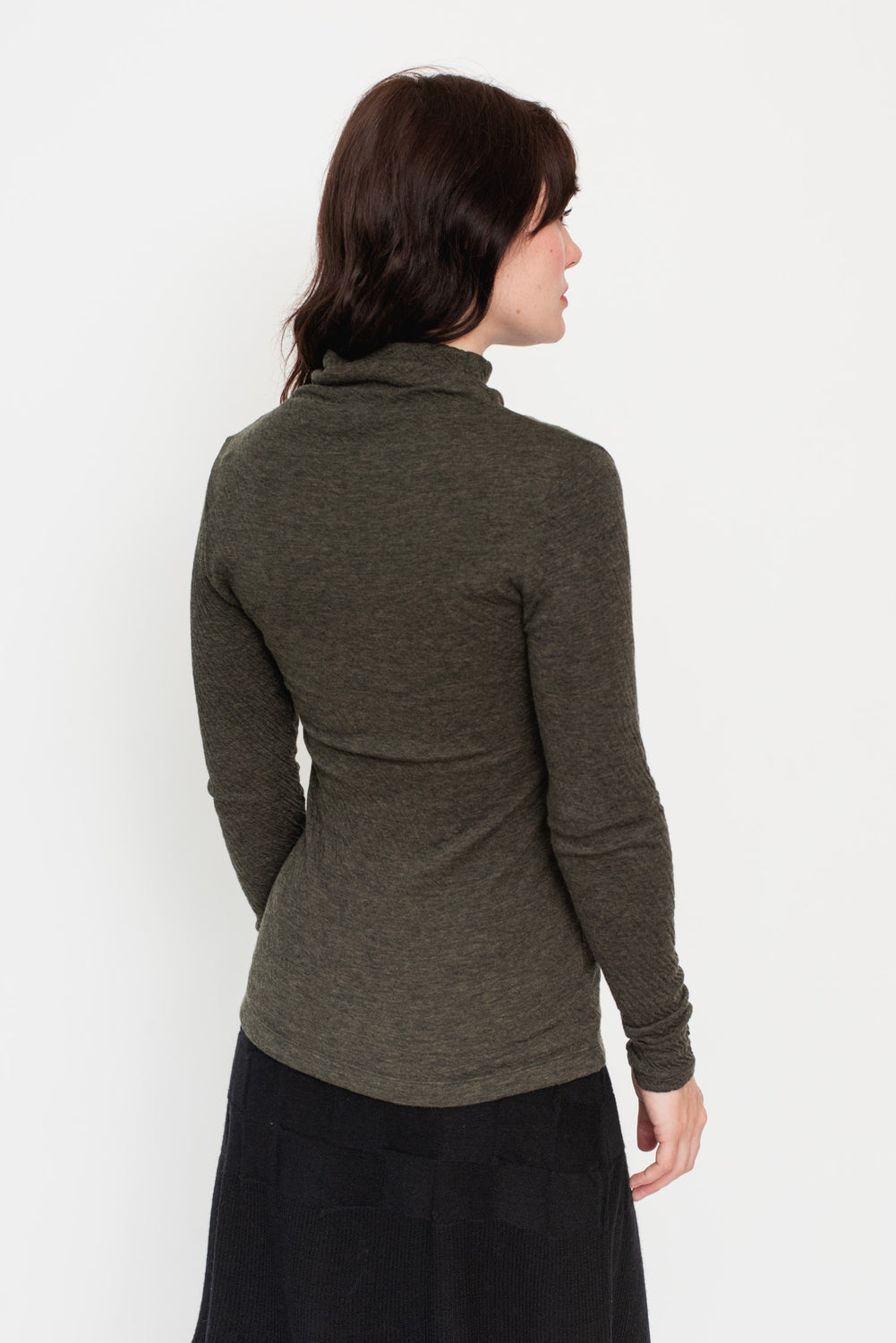 Double Face L/S Mock Neck T Shirt Black