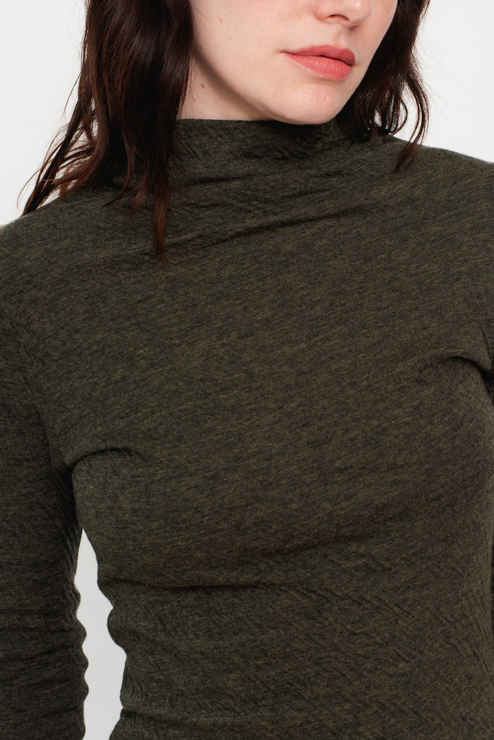 Double Face L/S Mock Neck T Shirt Black