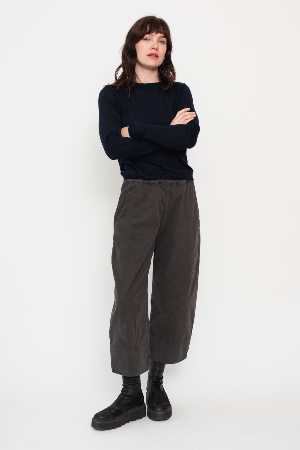 Pullover Cotton Cashmere Sweater, Midnight Blue