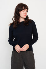 Pullover Cotton Cashmere Sweater, Midnight Blue
