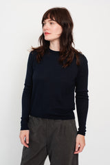 Pullover Cotton Cashmere Sweater, Midnight Blue