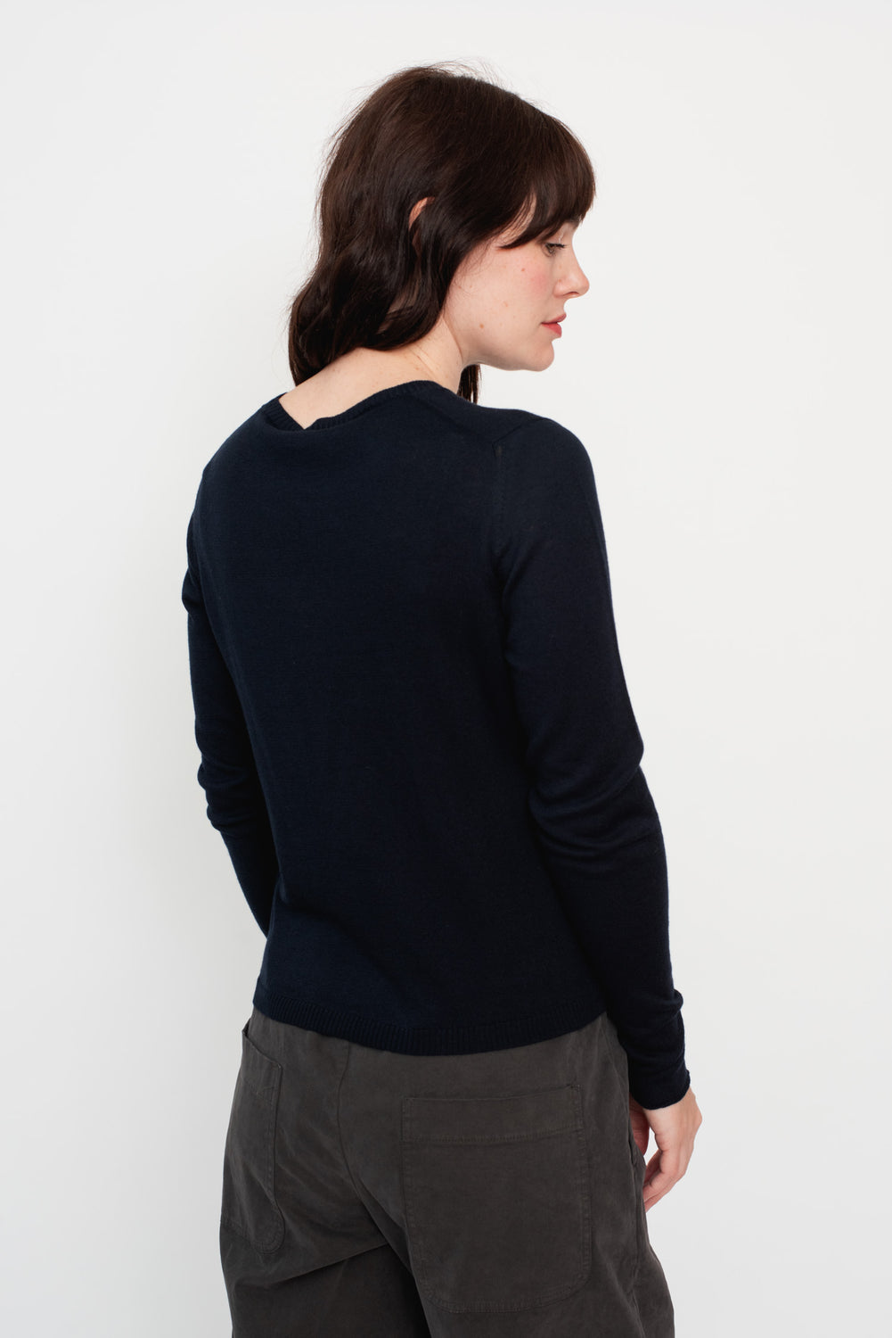 Pullover Cotton Cashmere Sweater, Midnight Blue