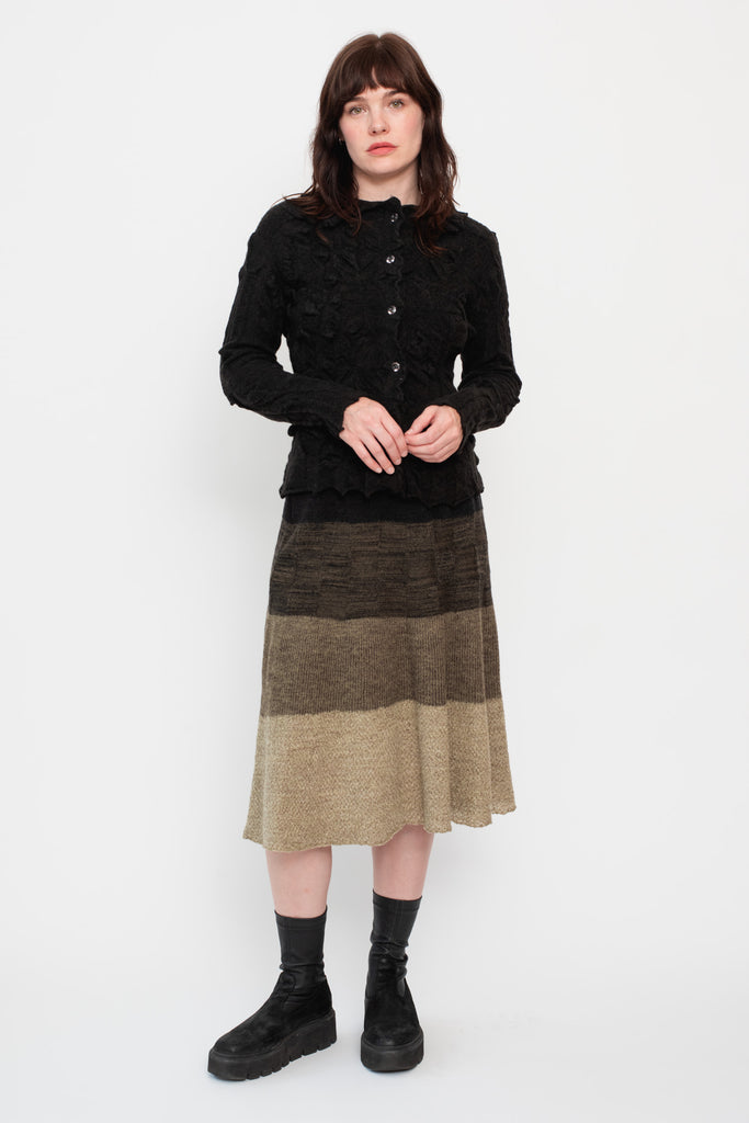 Knit Skirt Stripes Grey