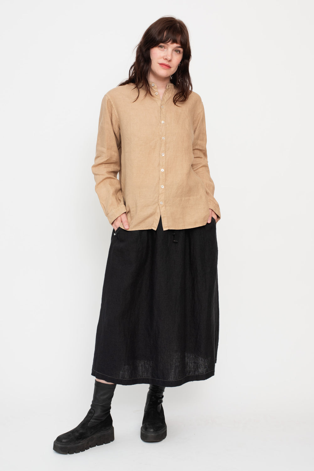 Unisex Hemp Long Sleeve Shirt, Walnut