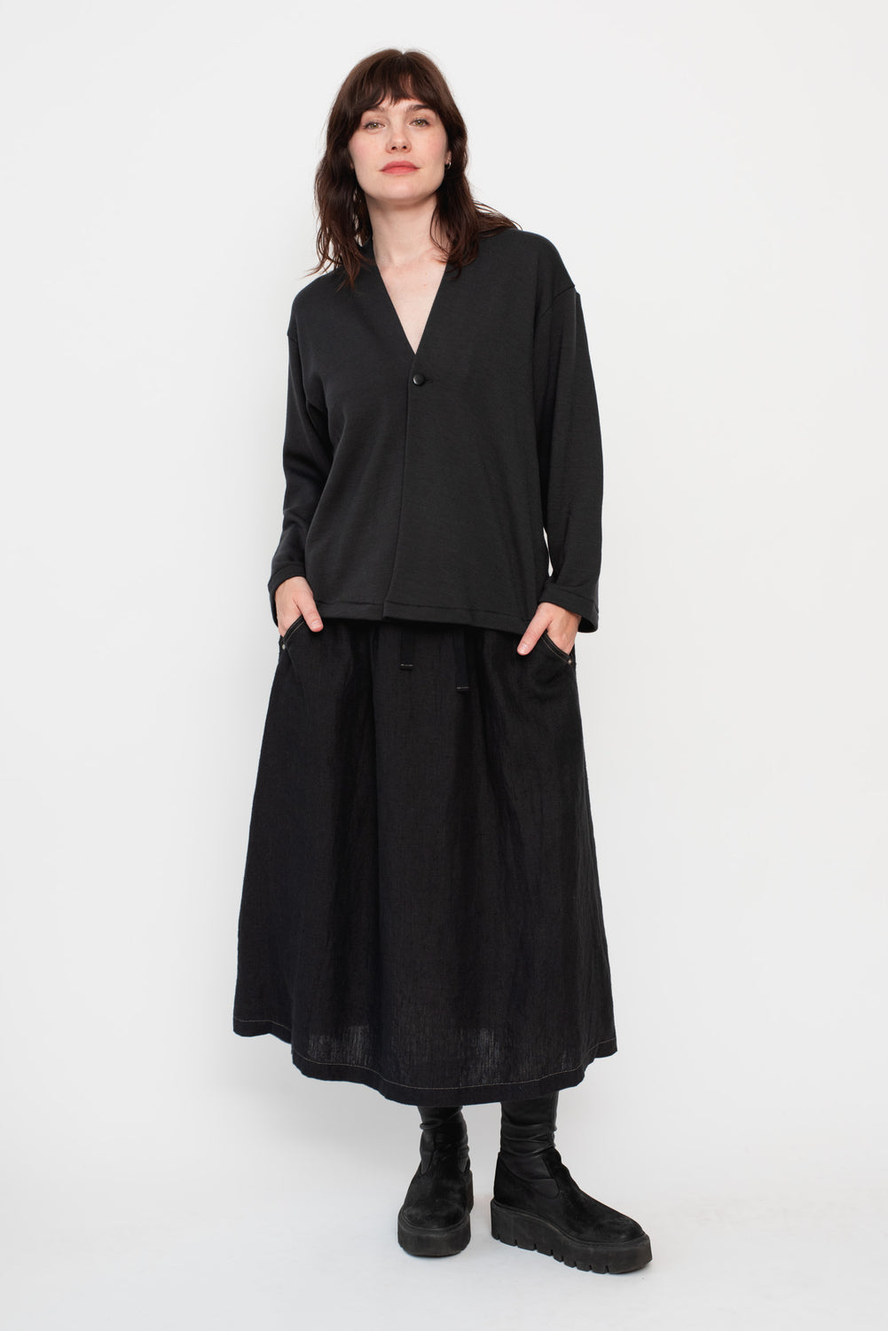 Unisex Wool Cardigan Charcoal Gray