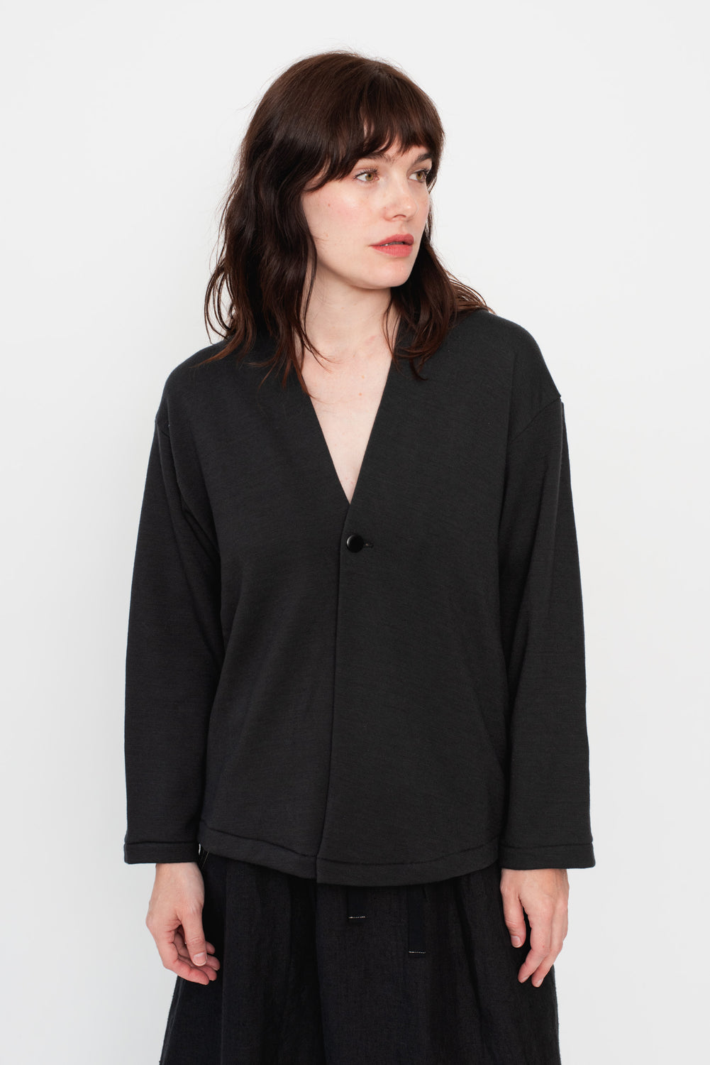 Unisex Wool Cardigan Charcoal Gray