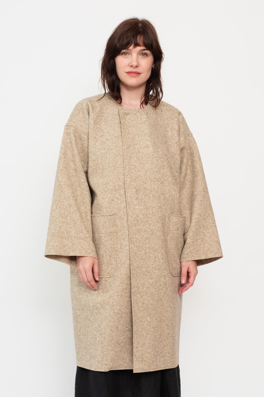 Unisex Compressed Wool Coat Light Brown