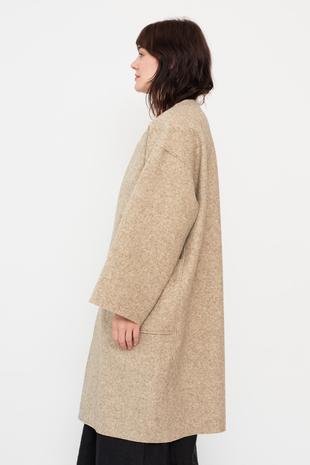 Unisex Compressed Wool Coat Light Brown