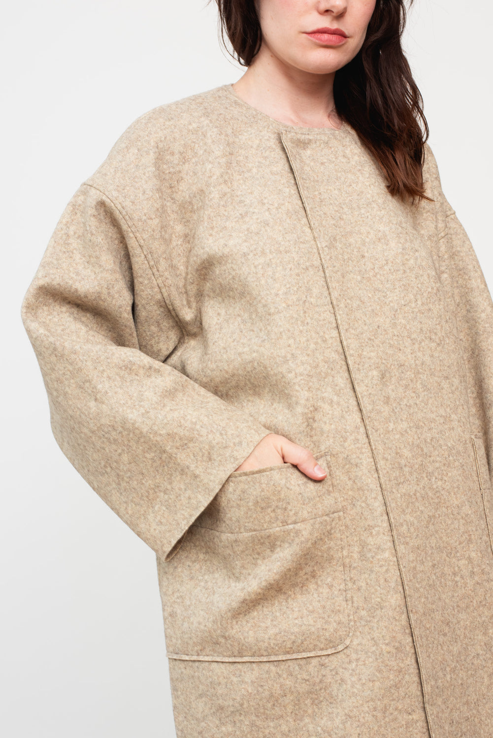 Unisex Compressed Wool Coat Light Brown
