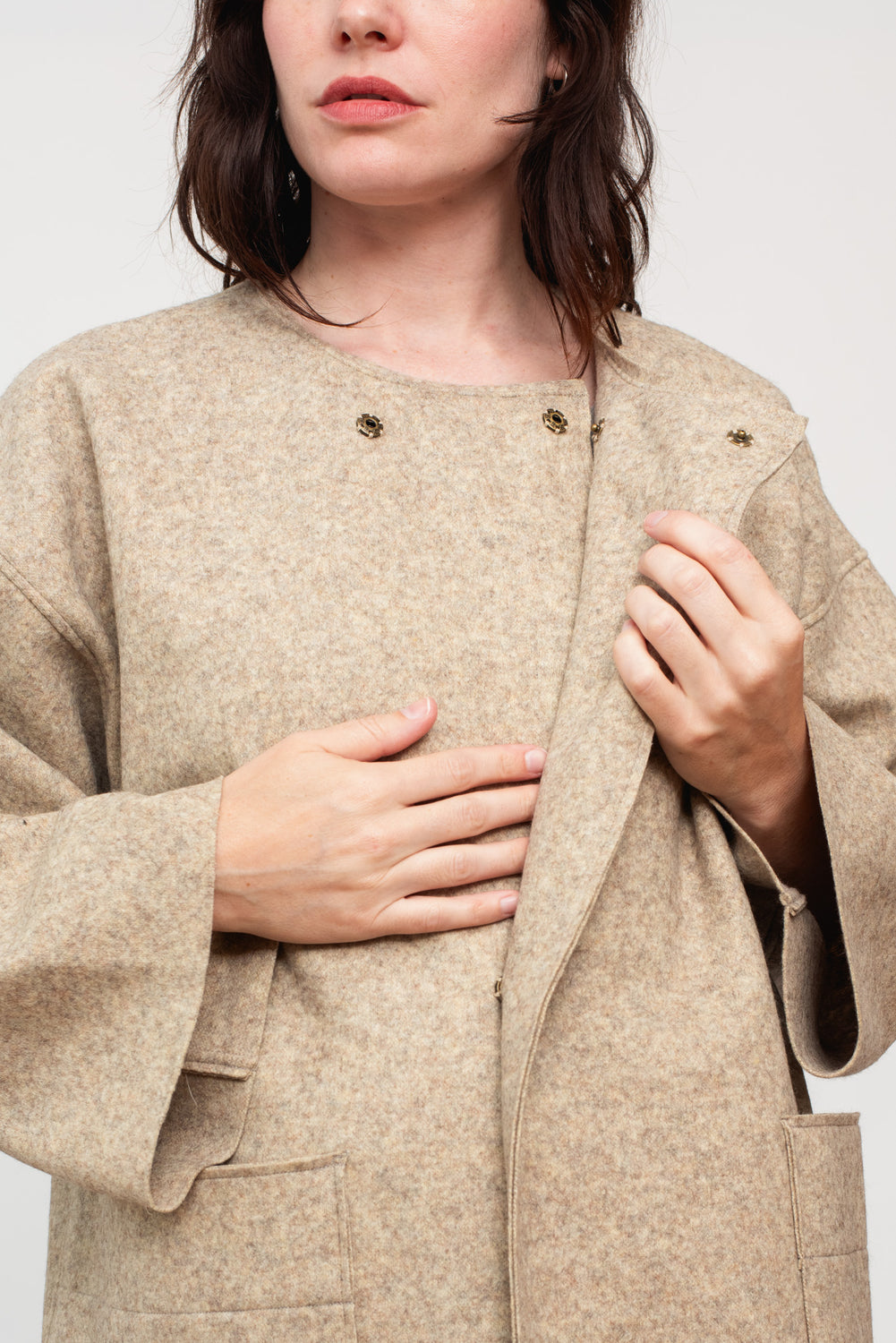 Unisex Compressed Wool Coat Light Brown