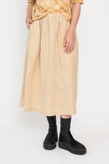 Hemp Canvas Gathered Flared Skirt Ecru