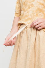 Hemp Canvas Gathered Flared Skirt Ecru