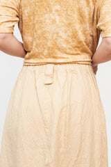 Hemp Canvas Gathered Flared Skirt Ecru