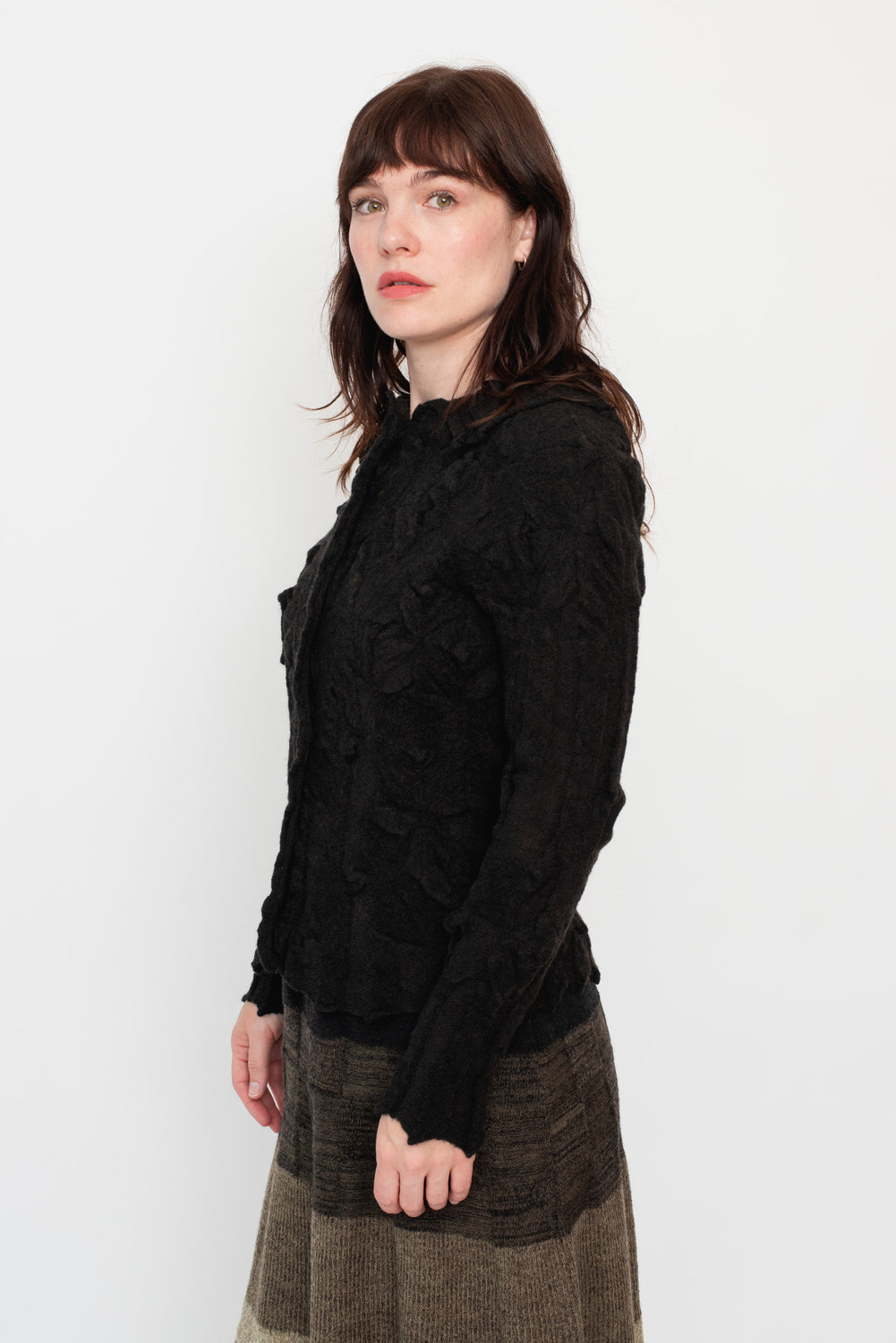 Knit Merino Wool Cardigan Black