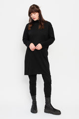 Cotton and Silk Turtleneck Tunic Black