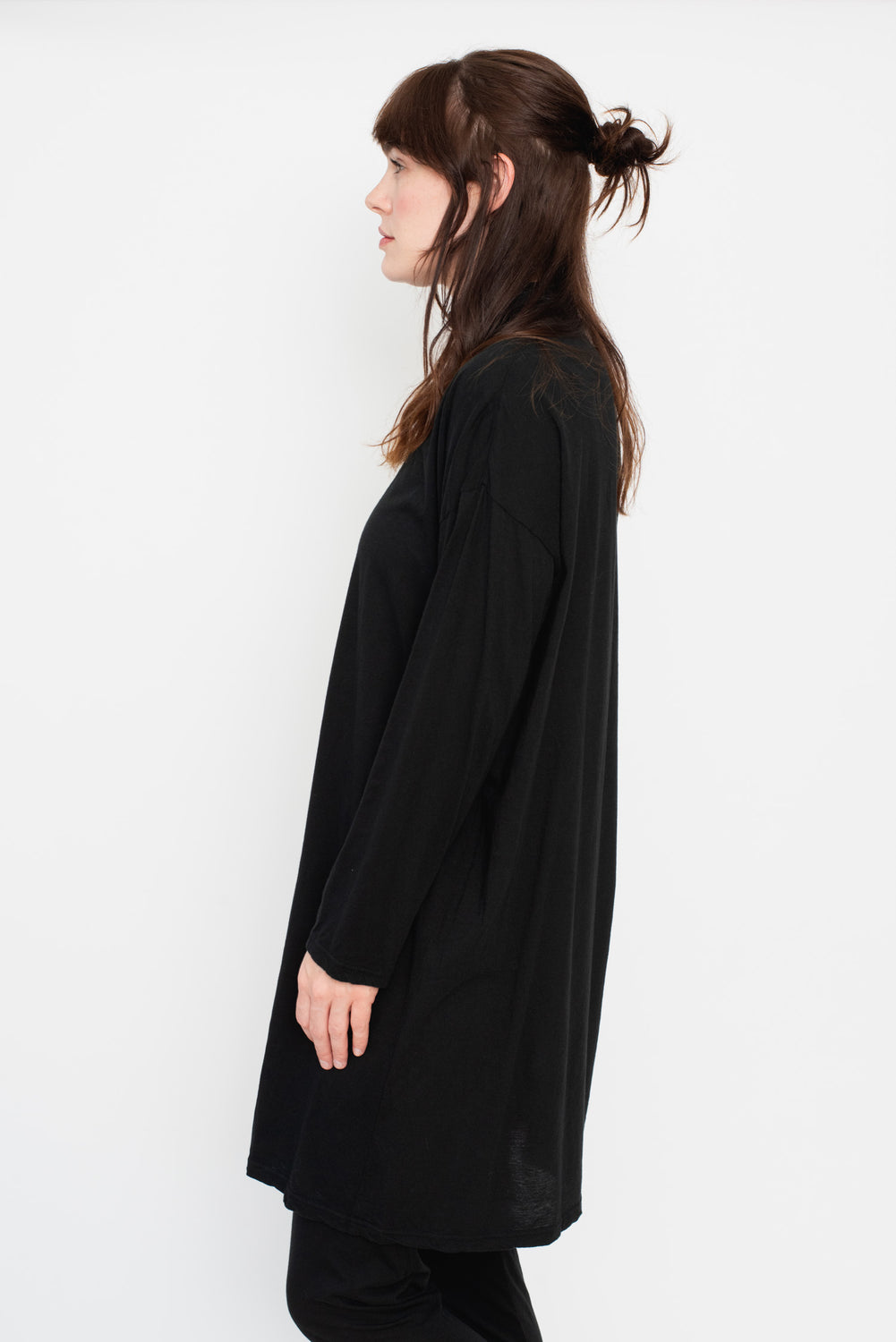 Cotton and Silk Turtleneck Tunic Black