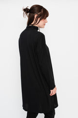 Cotton and Silk Turtleneck Tunic Black