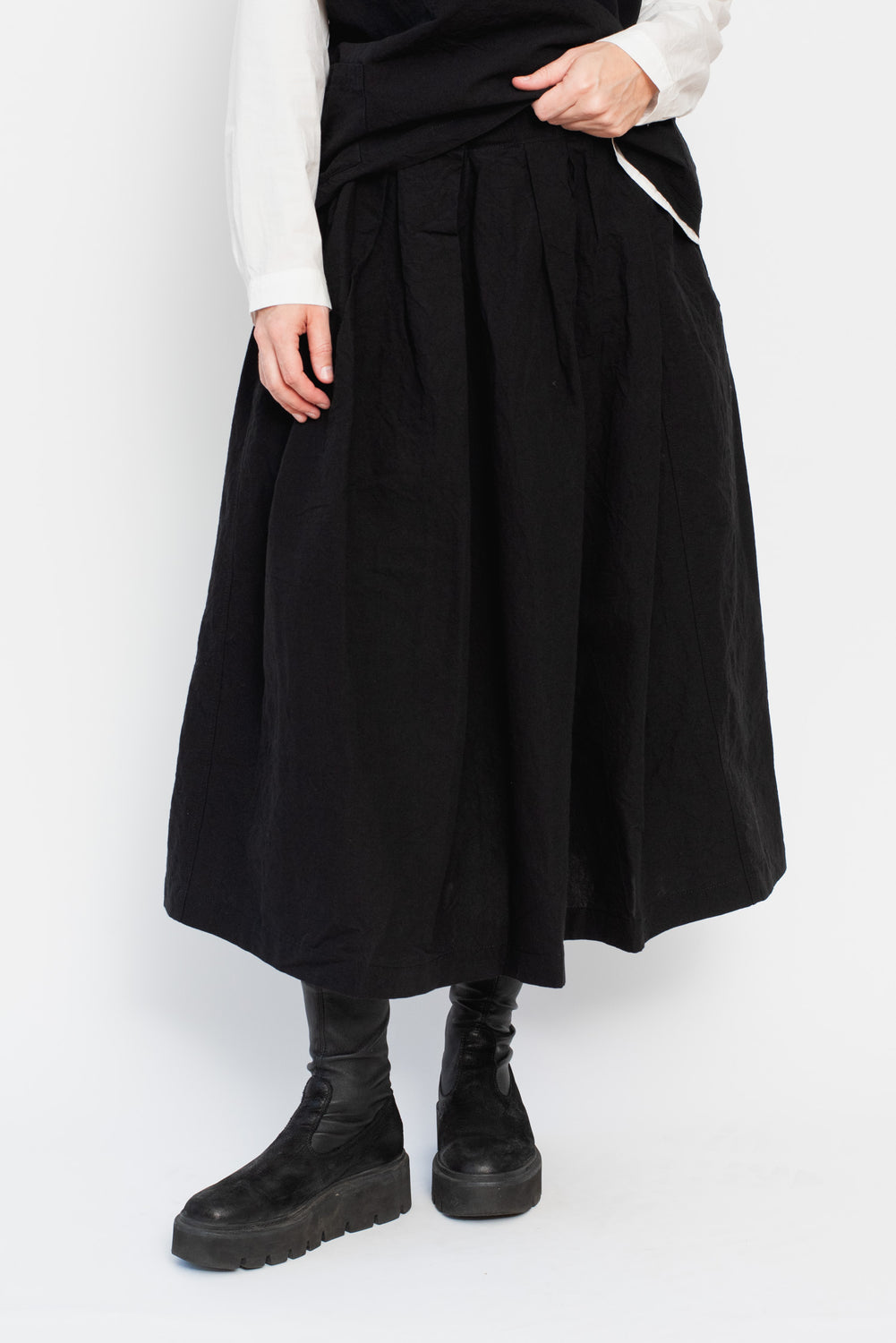 Cotton and Linen Skirt Black
