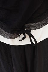 Black Wrap-Back Vest with Lace Trim