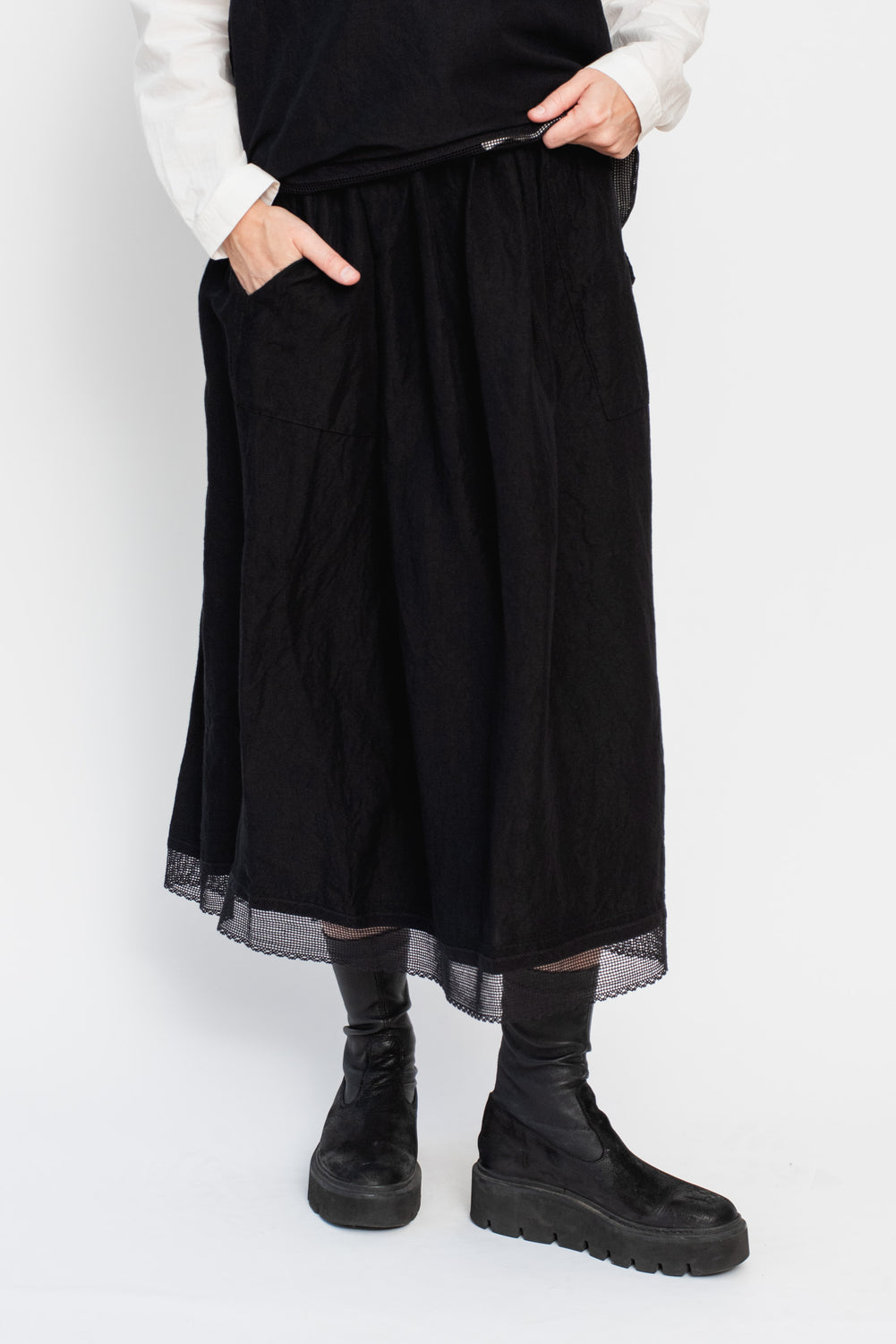 Black Skirt with Lace Trim