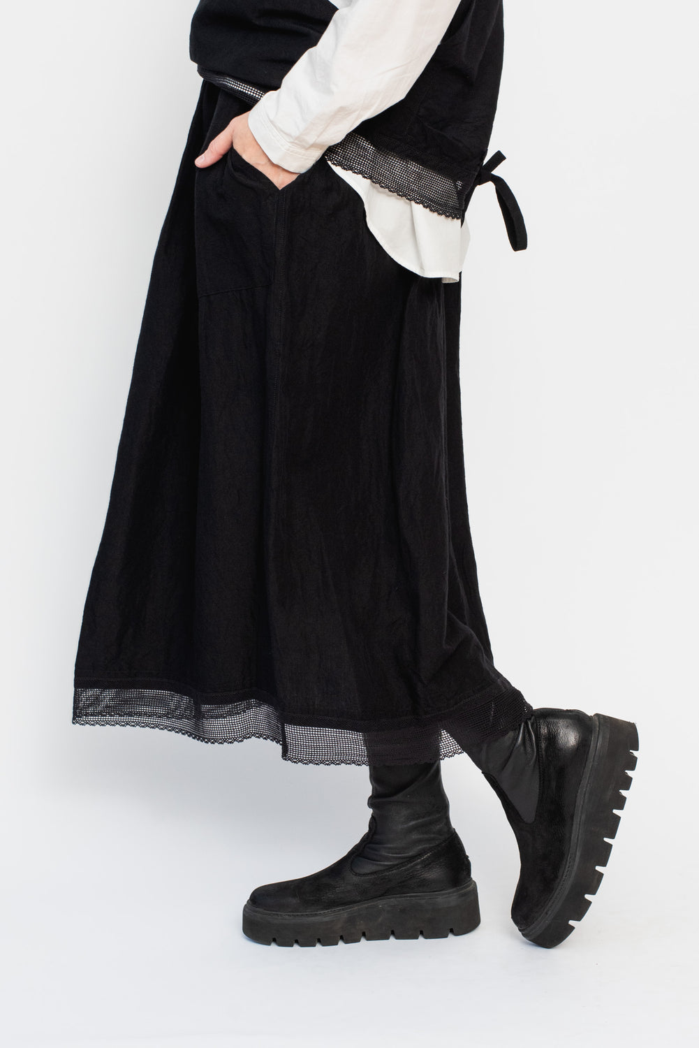 Black Skirt with Lace Trim