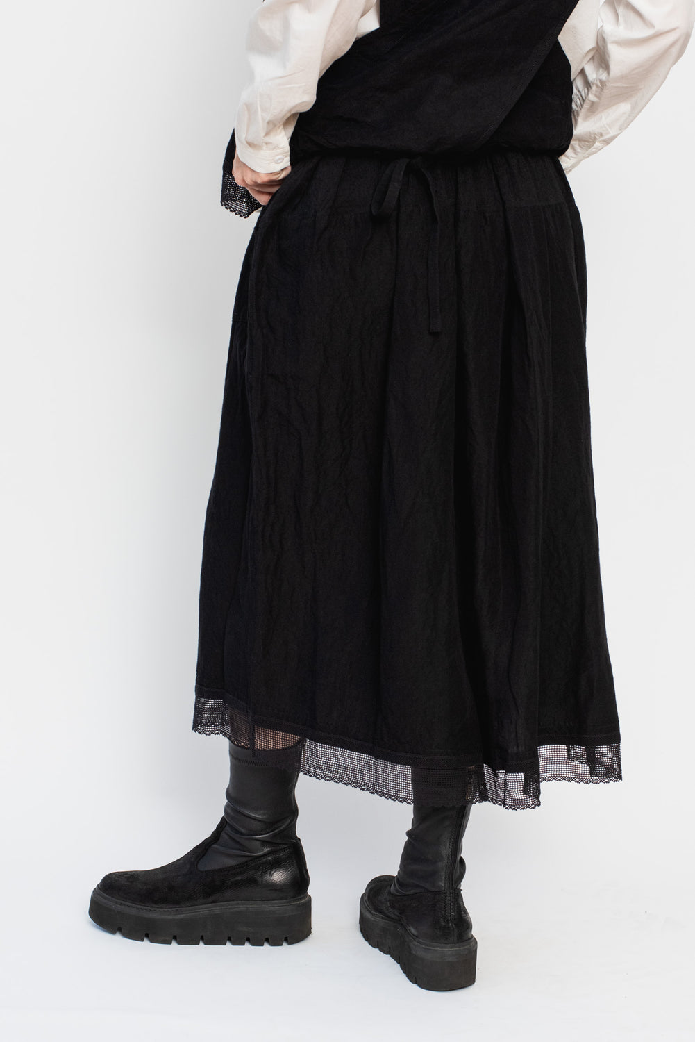 Black Skirt with Lace Trim