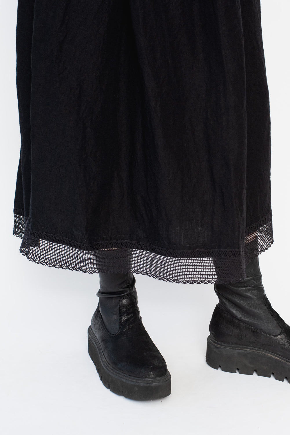 Black Skirt with Lace Trim