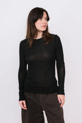 Silk and Cashmere Jersey L/S Crew Neck Black