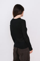 Silk and Cashmere Jersey L/S Crew Neck Black
