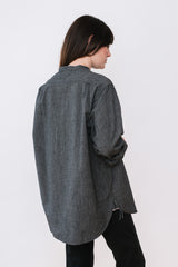 Band Collar Shirt, Grey Covert Salt and Pepper Unisex