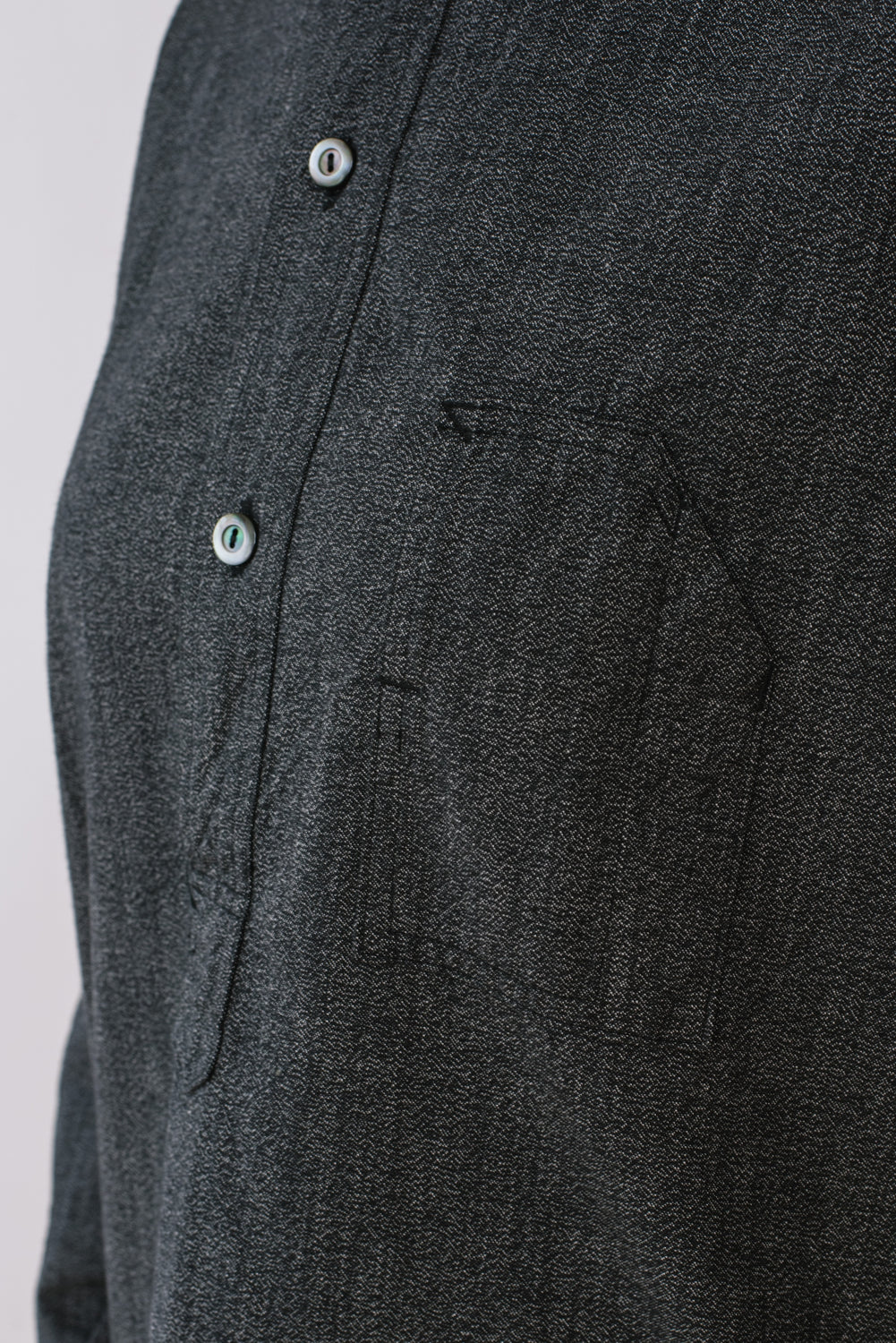 Band Collar Shirt, Grey Covert Salt and Pepper Unisex