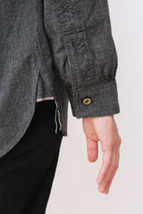 Band Collar Shirt, Grey Covert Salt and Pepper Unisex