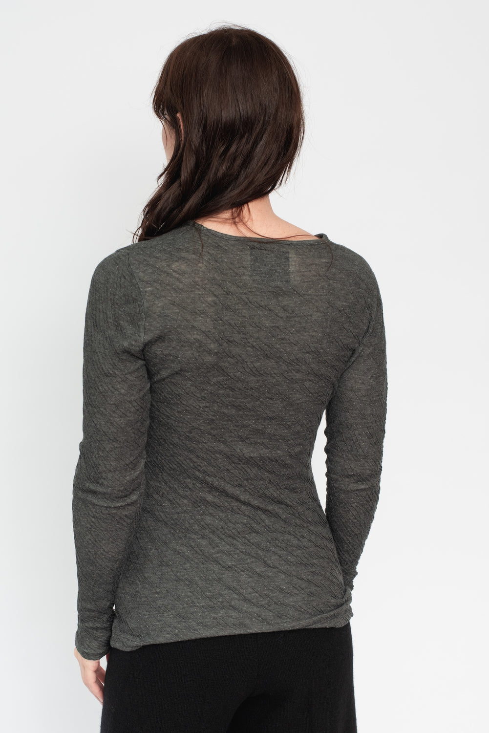 Melange Double Face L/S Crew Charcoal